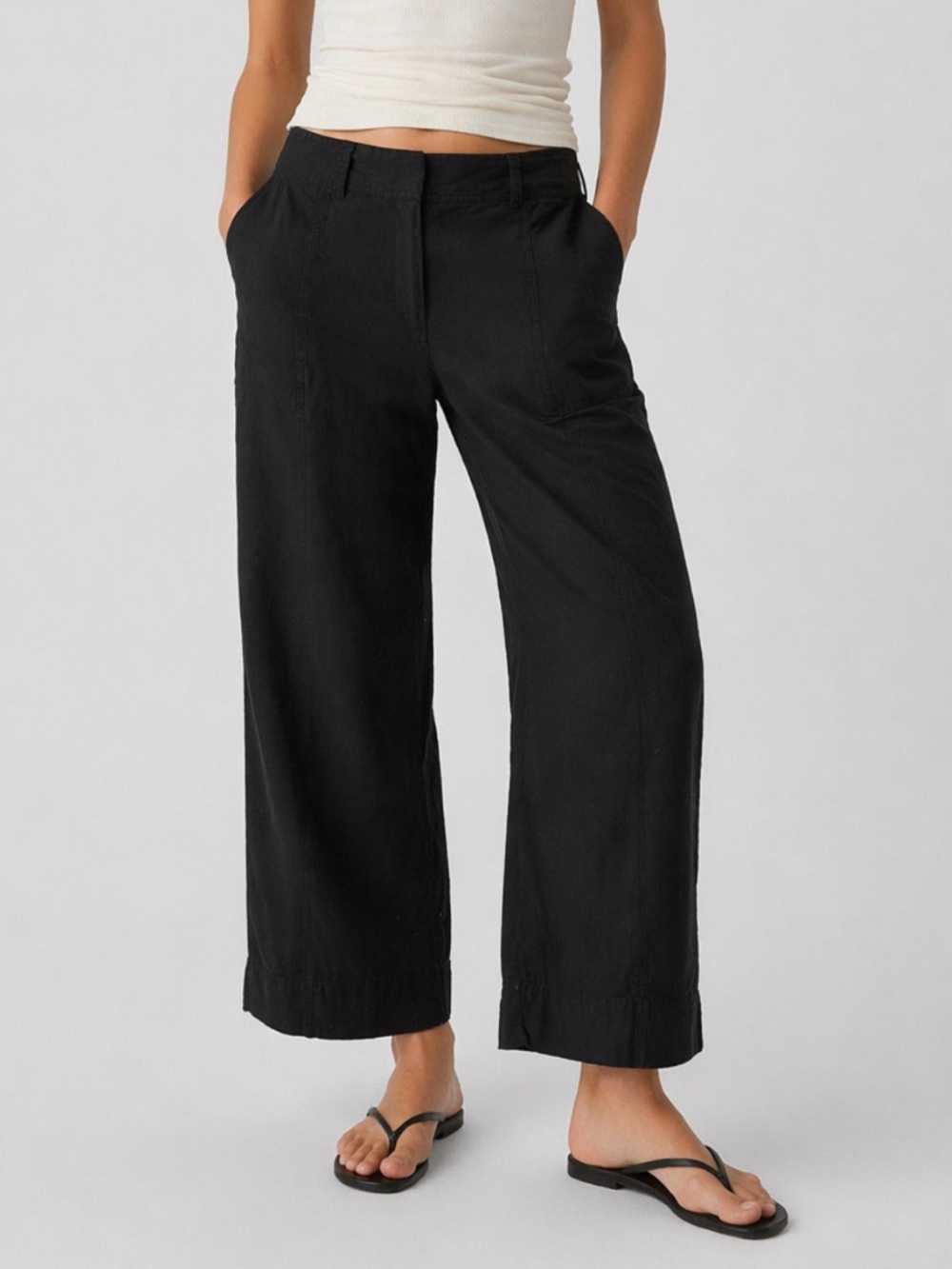 Babaton Aritzia Linen Blend Relax Fit Cargo Pants in Black